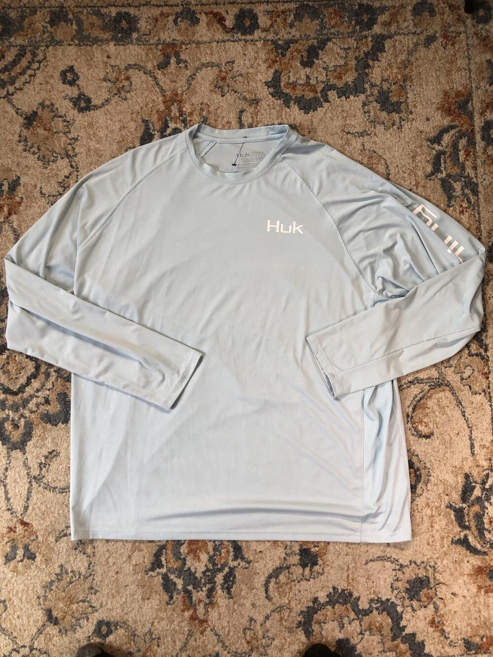 Huk Shirt Mens 3XL Blue Long Sleeve Performance Fishing Bass Graphic Top